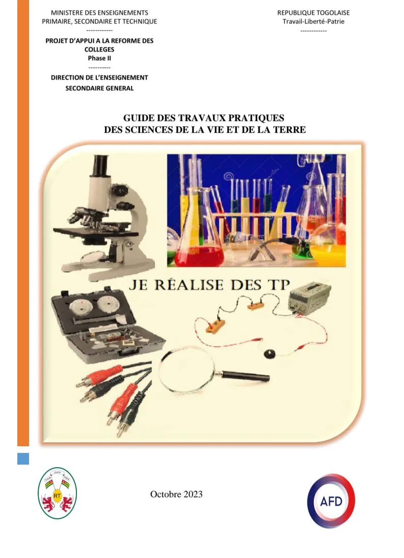 GUIDE DE TRAVAUX PRATIQUES DES SCIENCES DE LA VIE ET DE LA TERRE CEG 6e, 5e, 4e et 3e