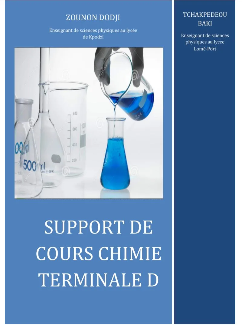 SUPPORT DE COURS DE CHIMIE TERMINALE D
