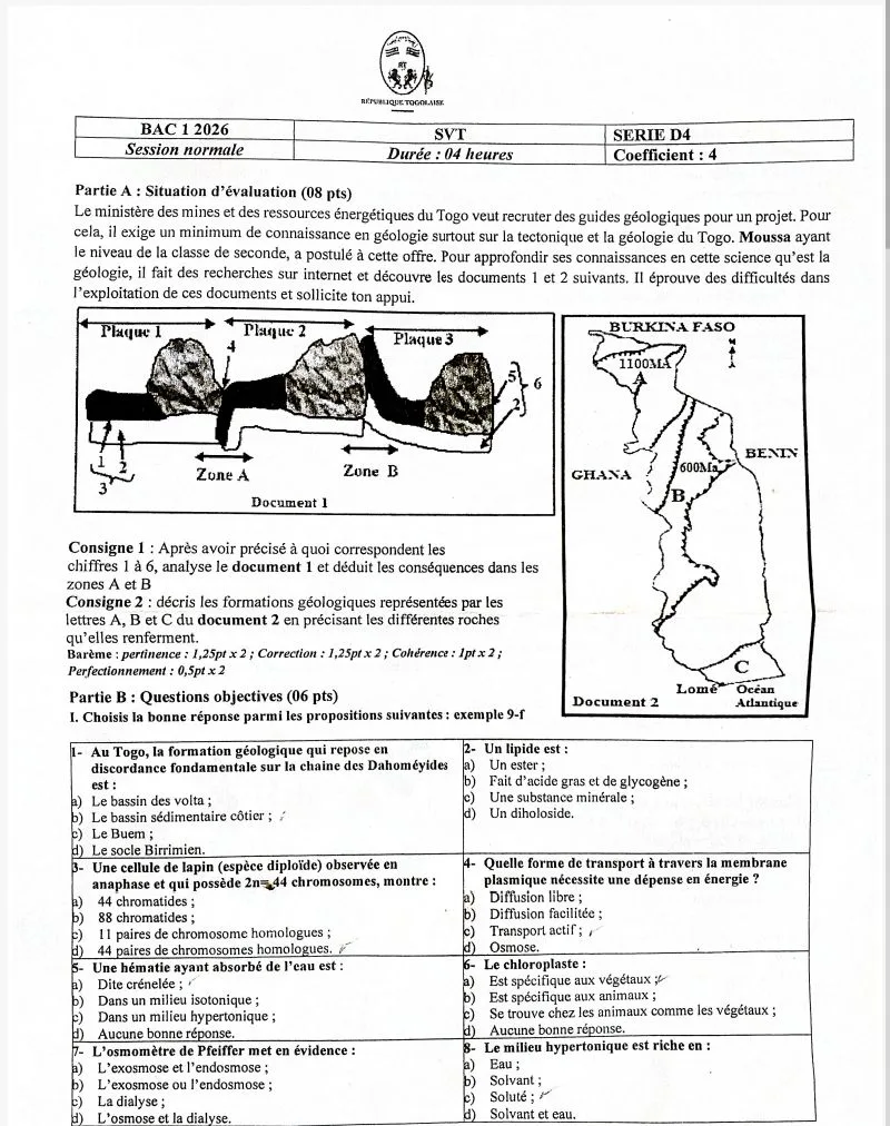 SVT BAC1 2026 A4 ET D