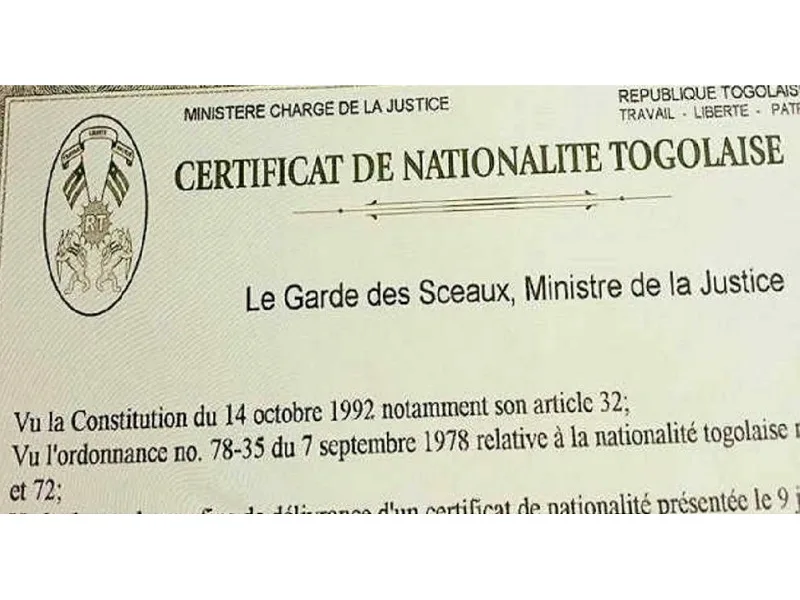 Togo : Certificat de nationalité délivré gratuitement dans toutes les préfectures jusqu’au 9 juillet