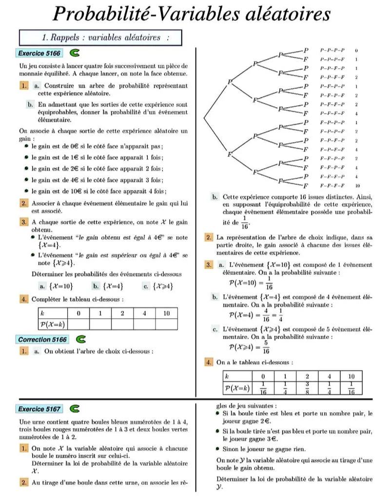 EXERCICES DE PROBABILITÉS TERMINALE SCIENTIFIQUE