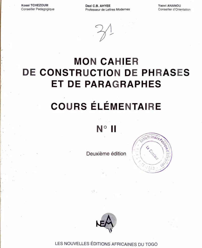 MON CAHIER DE CONSTRUCTION DE PHRASES ET DE PARAGRAPHE CE2