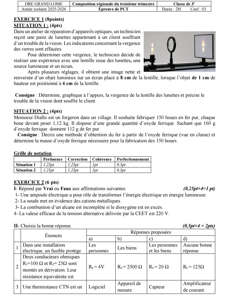 PCT G-LOME 3T 3e SUJET CORRIGÉ 2025-2026