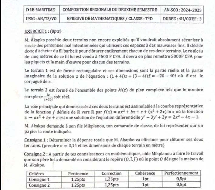 ÉPREUVES COMPOS TLE S TOUTES LES RÉGIONS MATHS