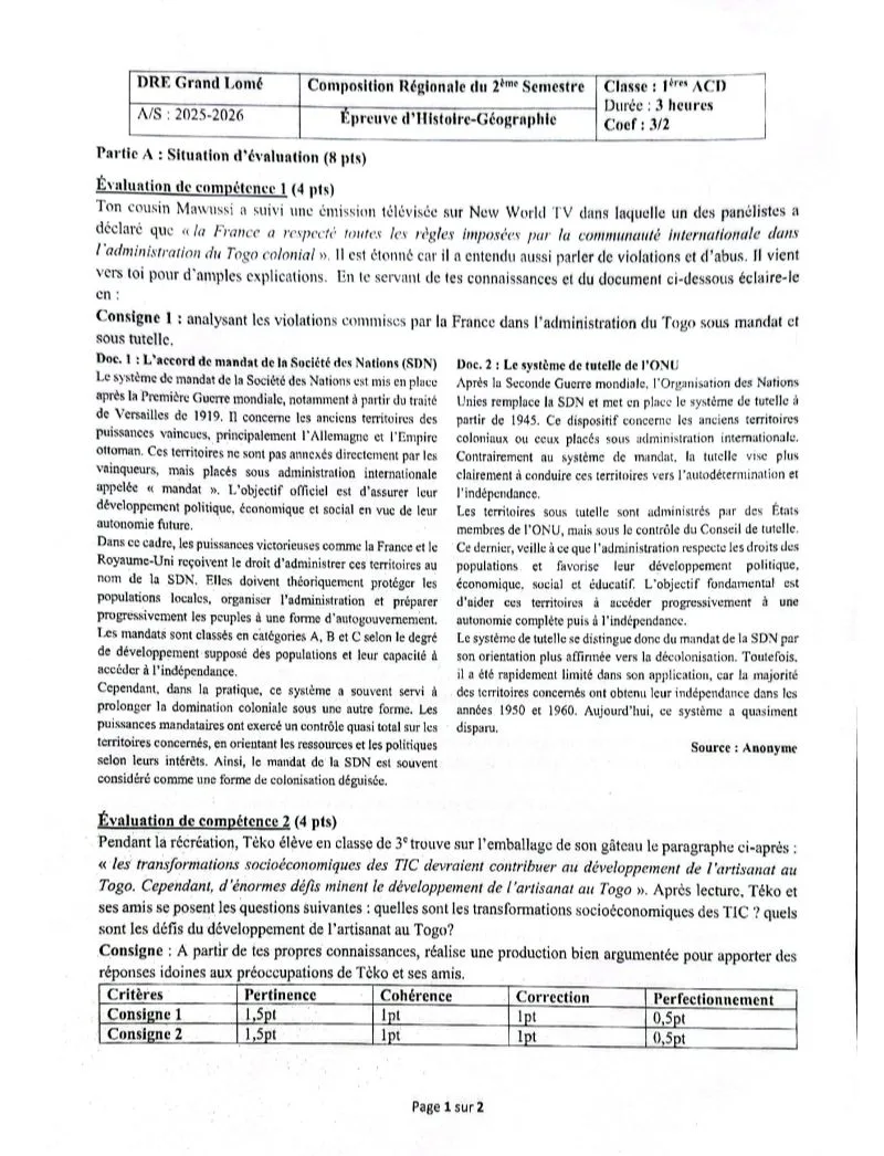 HG/ ECM 1ere -TLE 2 E SEMESTRE G-LOME