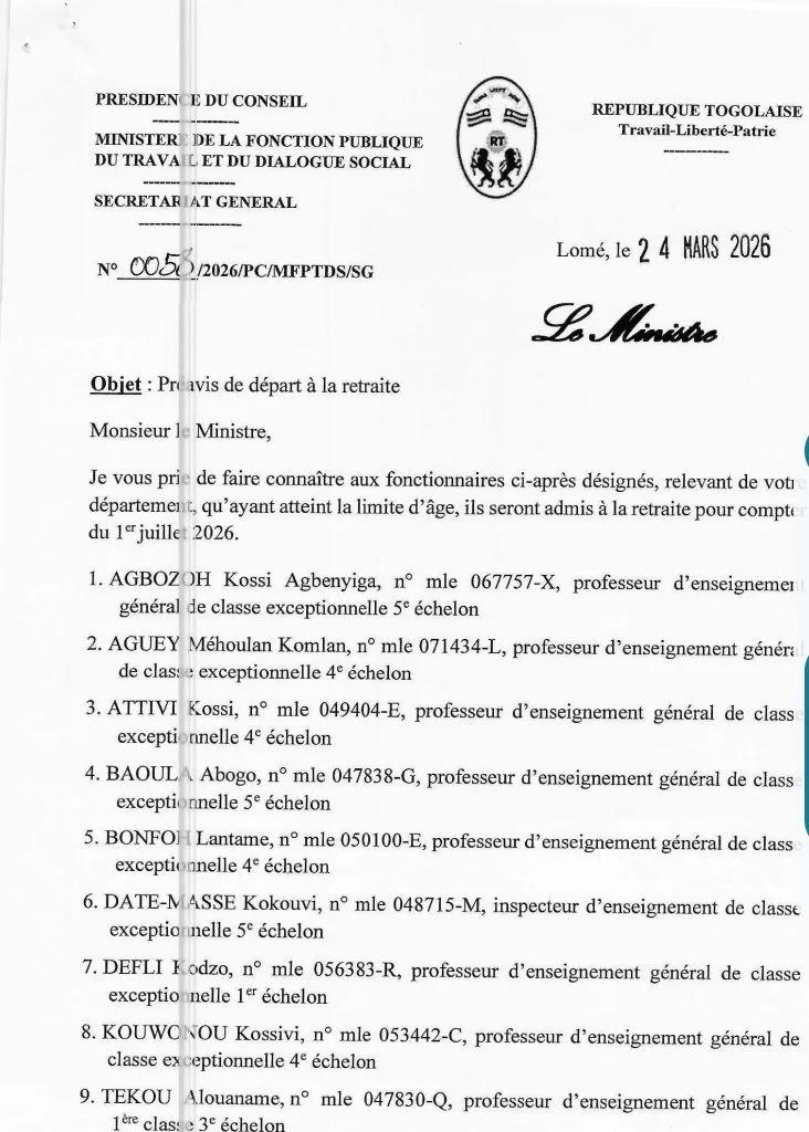 PREAVIS ENSEIGNANTS DÉPART À LA RETRAITE, 1er JUILLET 2026