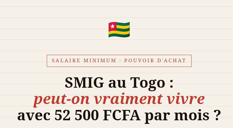 Pouvoir d'achat  SMIG au Togo :  peut-on vraiment vivre avec 52.500f par mois ?
