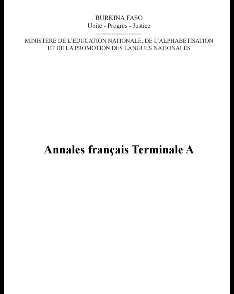 ANNALE FRANCAIS TERMINALE