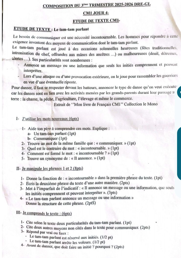 COMPO TROISIÈME TRIMESTRE G-LOME CM1 2026