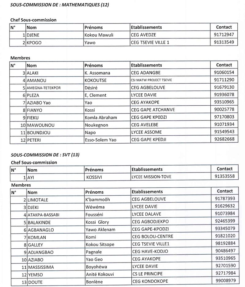 DRE MARITIME BEPC 2026 COMMISSION CORRECTION TSEVIE
